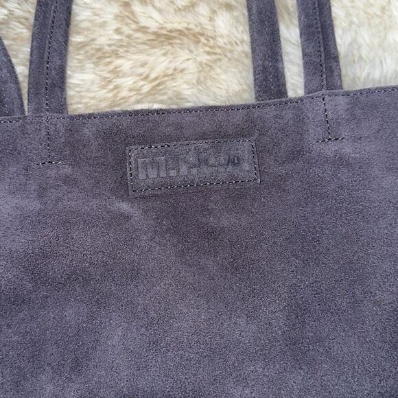 M.I.L.A. Suede Dark Gray Shoulder Tote Bag Purse | Sz OS - Picture 4 of 7